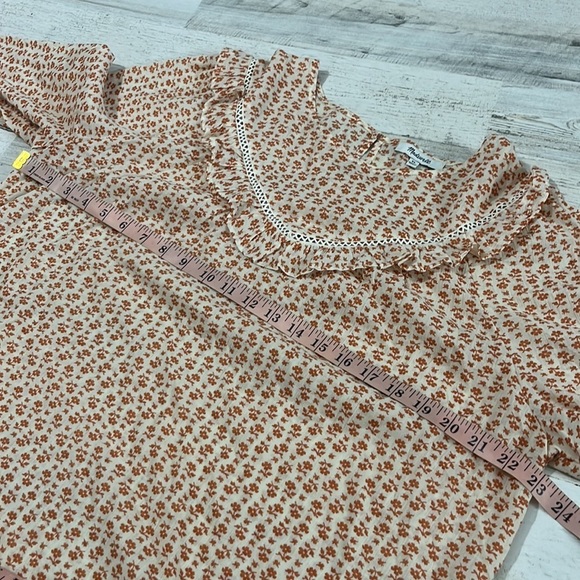 Madewell Floral Ruffle Blouse in Cream and Orange - Picture 13 of 14
